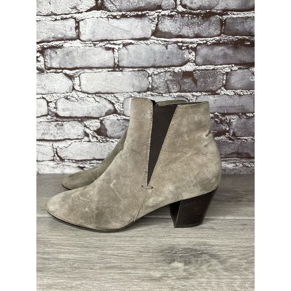 Aquatalia Taupe Suede Leather Side Zip Heel Ankle Booties Women’s Sz 10M US/41EU - Picture 14 of 16